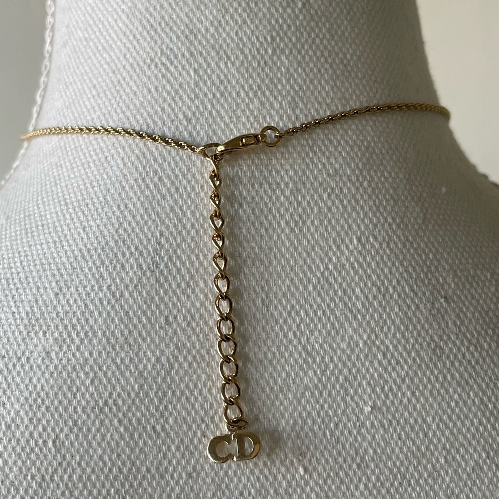 Vintage Dior Necklace – Gold CD Logo Charm with Rhinestone Pendant - Picture 17 of 17